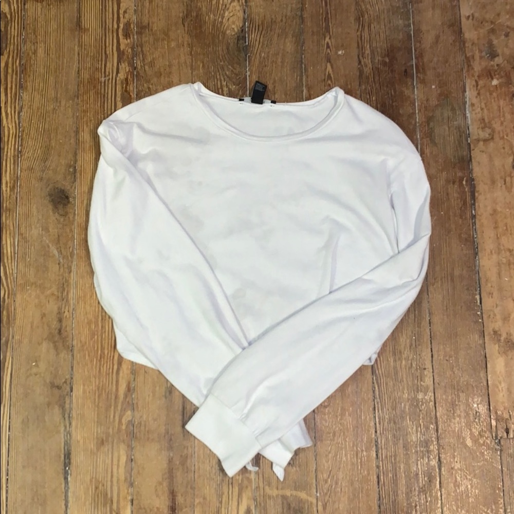 cropped crew neck with tie